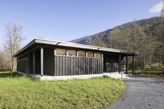 Volumen en techo plano de madera