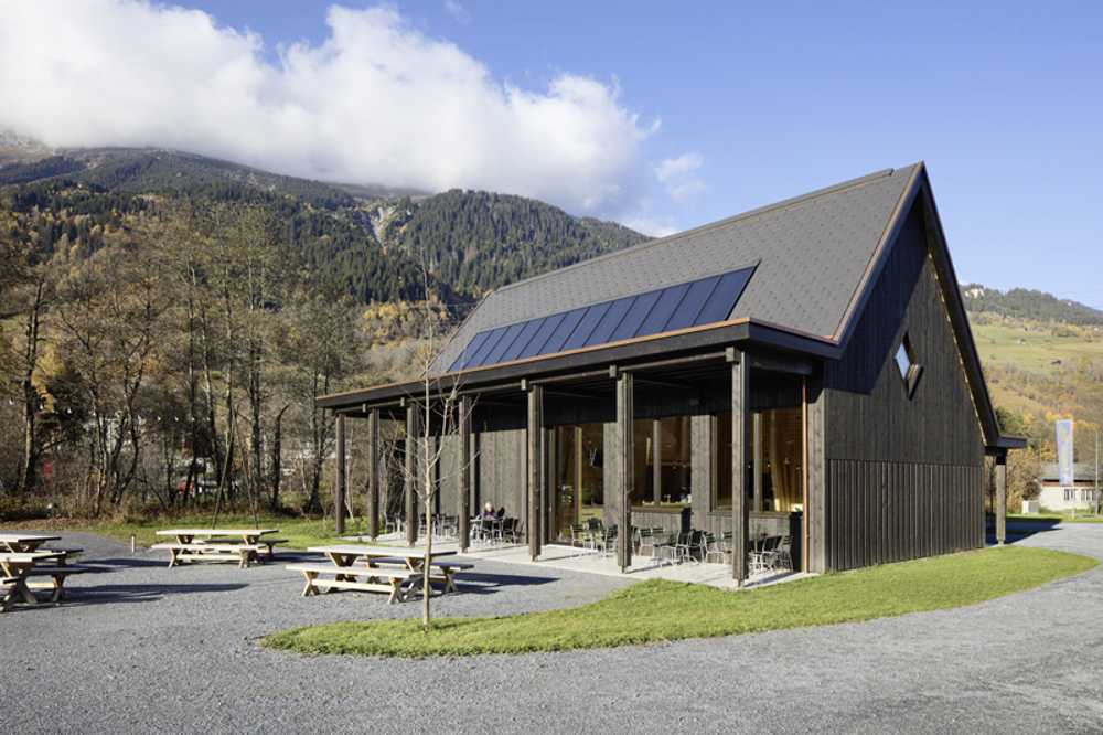 Wooden building with traditional shapes