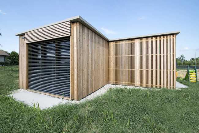 Exterior de casa de madera pasiva