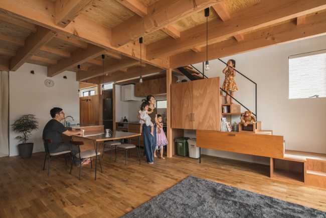 Interior and wooden staircase