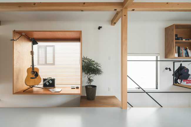 White and wood interior with window