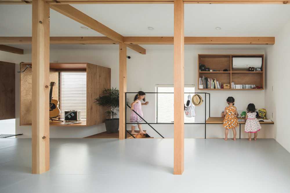 White wall with wooden entrance door