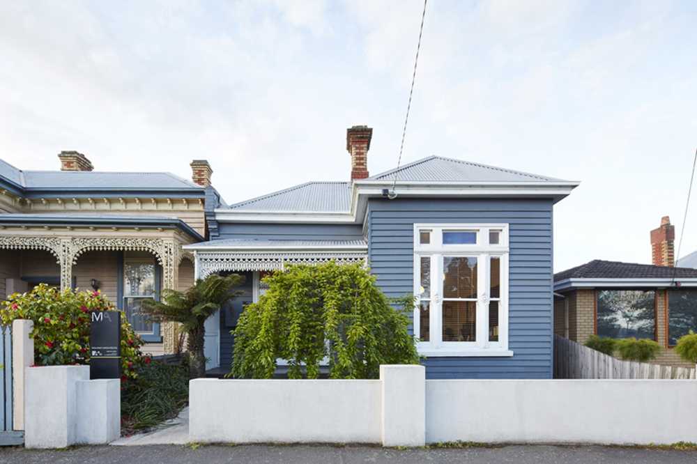 Blue colored house