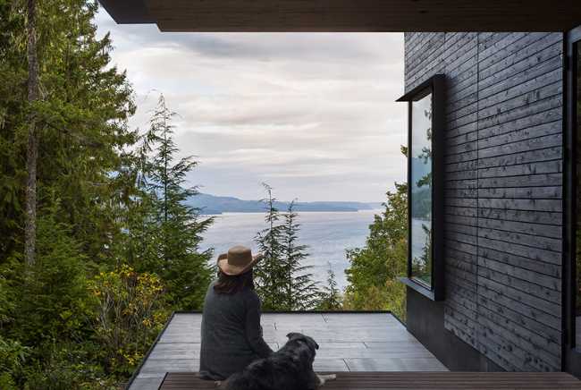View of the lake from a wooden terrace