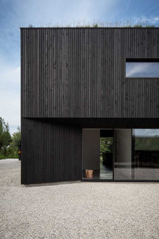 Facade detail with wooden slats