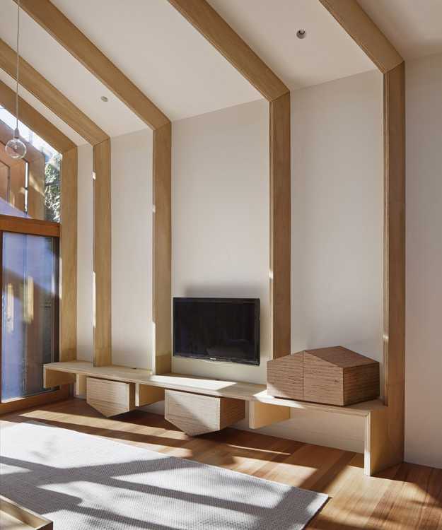 Living room with wooden details
