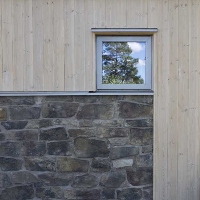 Window detail in stone and wood