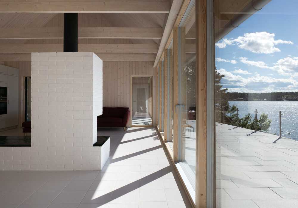 Wooden house and bay view