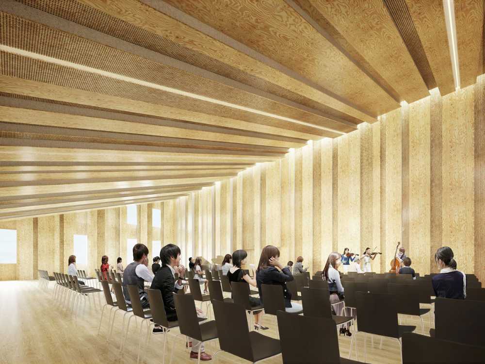 Ingresso in legno dalle forme geometriche