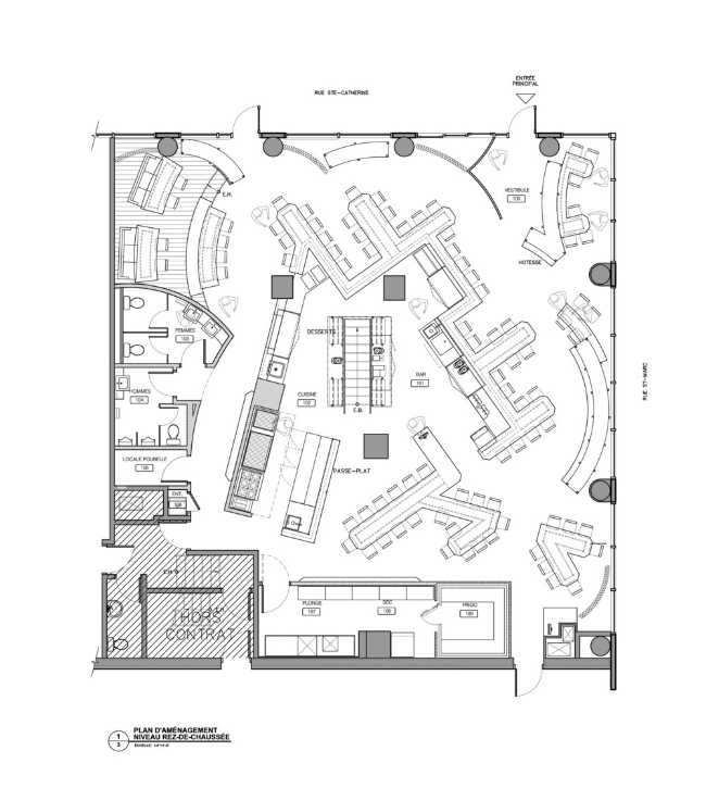 Distribución de una discoteca en Montreal