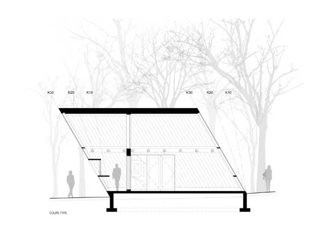 Elevation of the inclined kiosk
