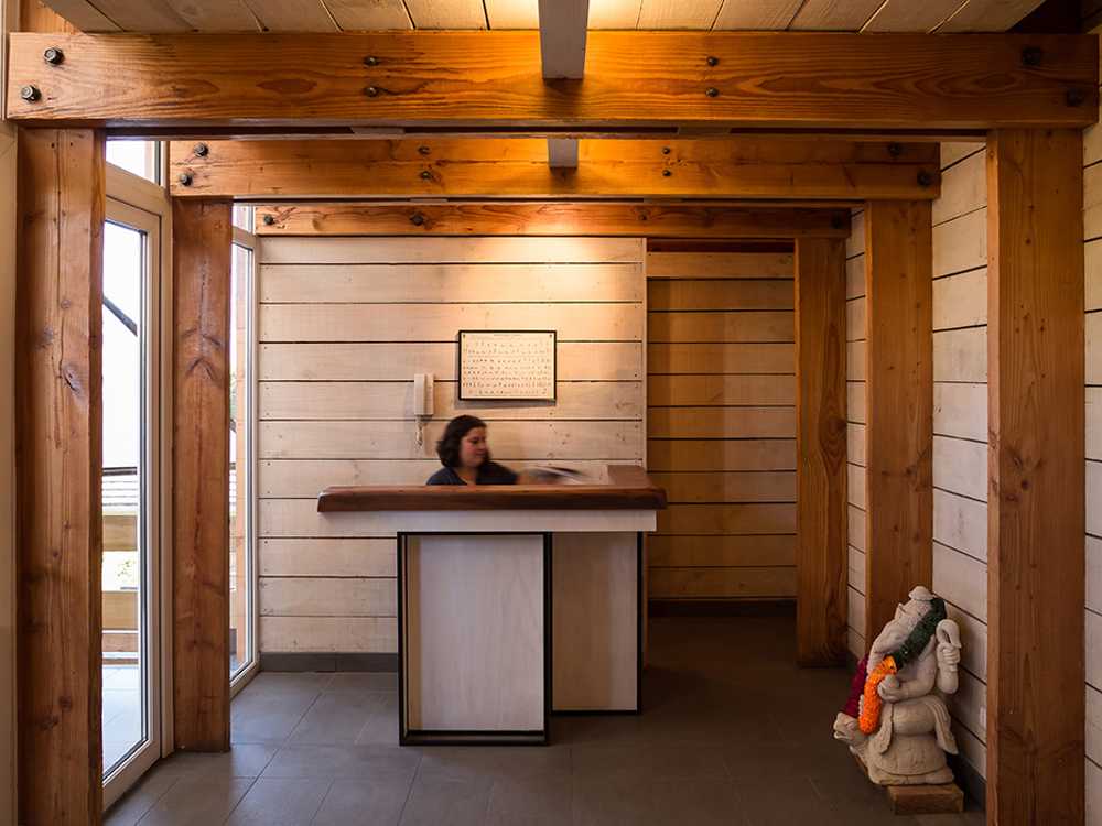Yoga center with wooden interior
