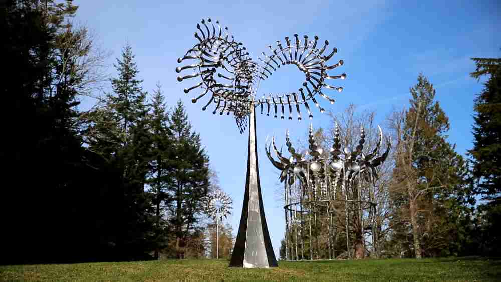 Linked stainless wings rotating around three axis