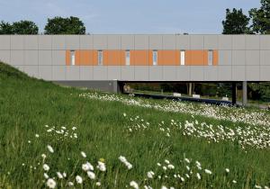 Building facade covered with Equitone Pictura fiber cement panels