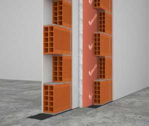 Acoustic insulation for partition walls with cavity and Isolmant perforated brick