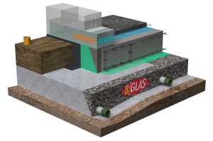 Stratigraphy of an isolated pavement with cellular glass