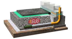 Stratigraphy of an isolated pavement with cellular glass