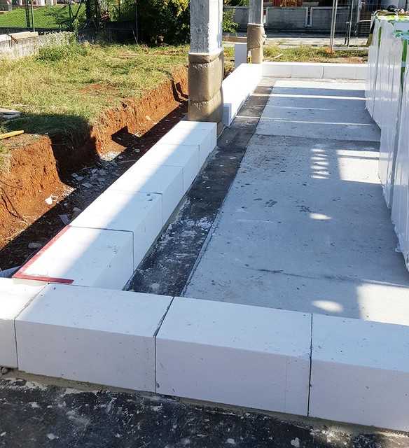 Immagine di cantiere con realizzazione di muratura in Gasbeton
