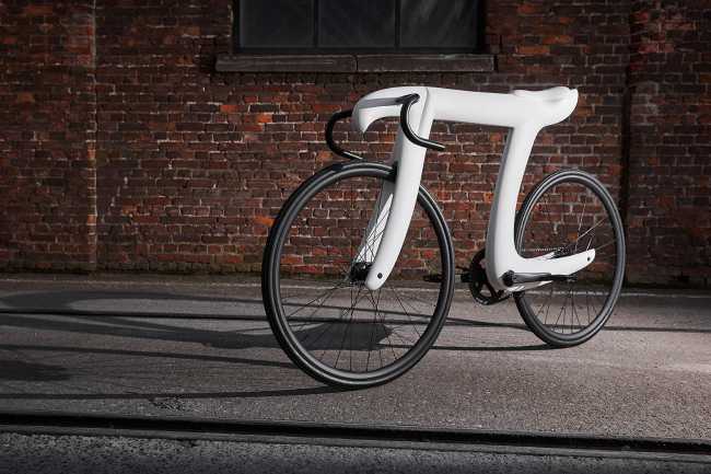 minimalist white carbon fiber bicycle