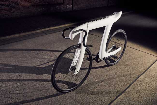 Albert Einstein white carbon fiber bicycle