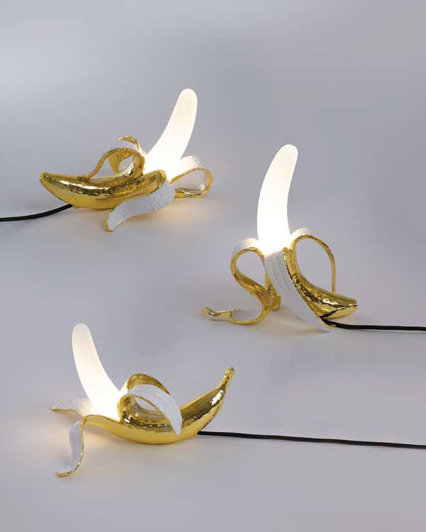 banana table light gold and white minimal design