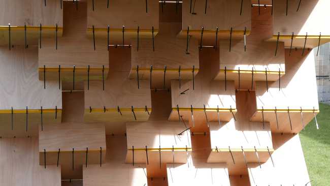 dettaglio panneli modulari legno compensato