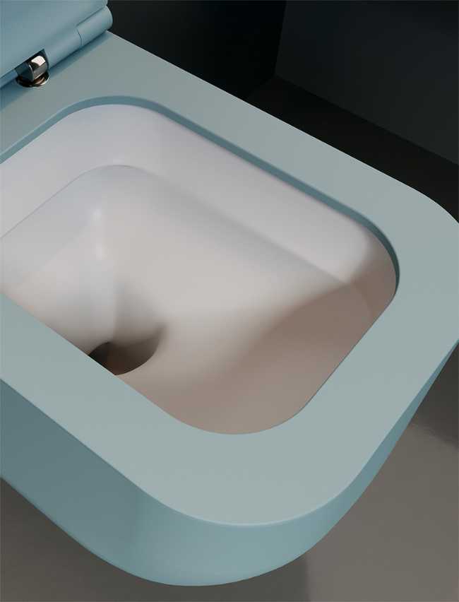 Sanitari colorati con spigoli vivi dal design minimal