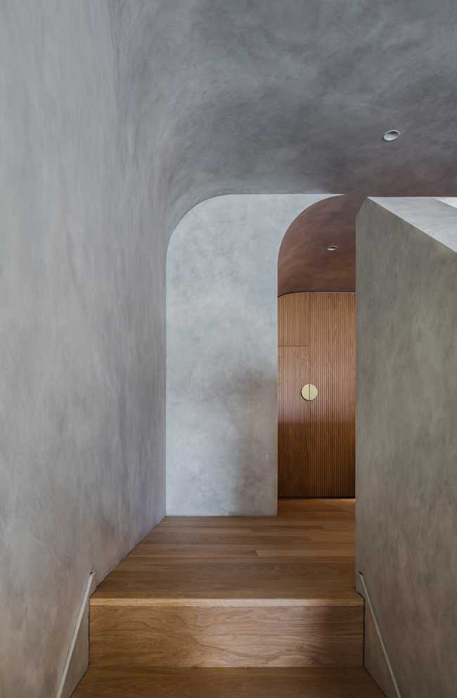 walls concrete finish wooden floor