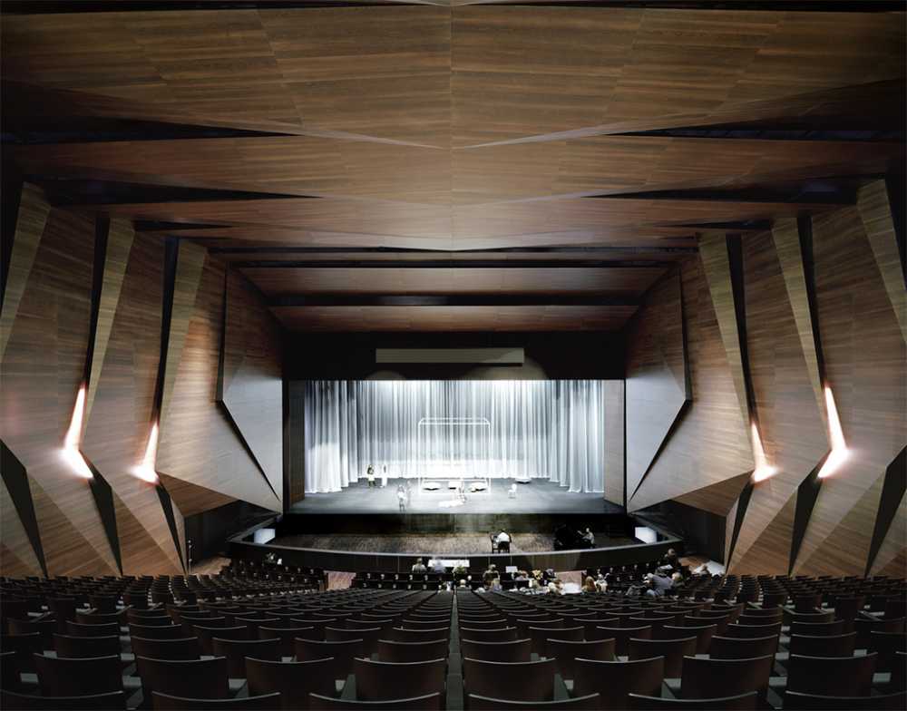 Sala da concerto con rivestimento in fibrocemento
