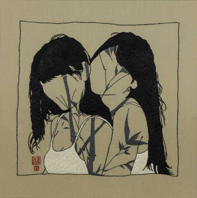 ricamo ritratti femminili e grafica
