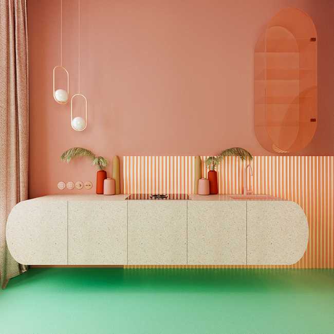 mobile sopeso parete rosa