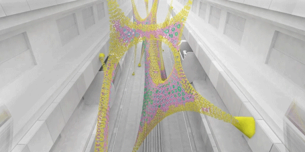 Aluminum colored leather between art and architecture