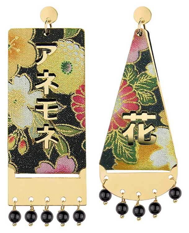 Anemone Fuji Koi, the collection of Jewelry in silk and colorful lacquer inspired by Japan