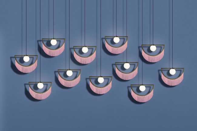 lampade sospese tessuto e metallo