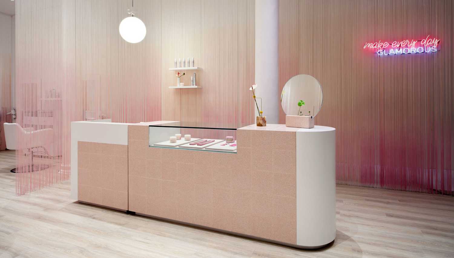 Glam Seamless: pink and white stylish store in Soho