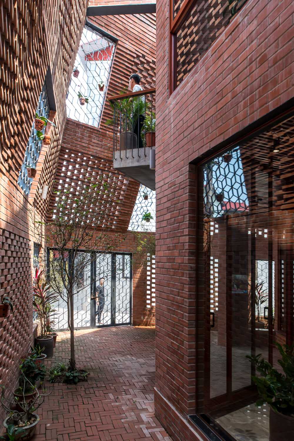 Interior of a red brick house
