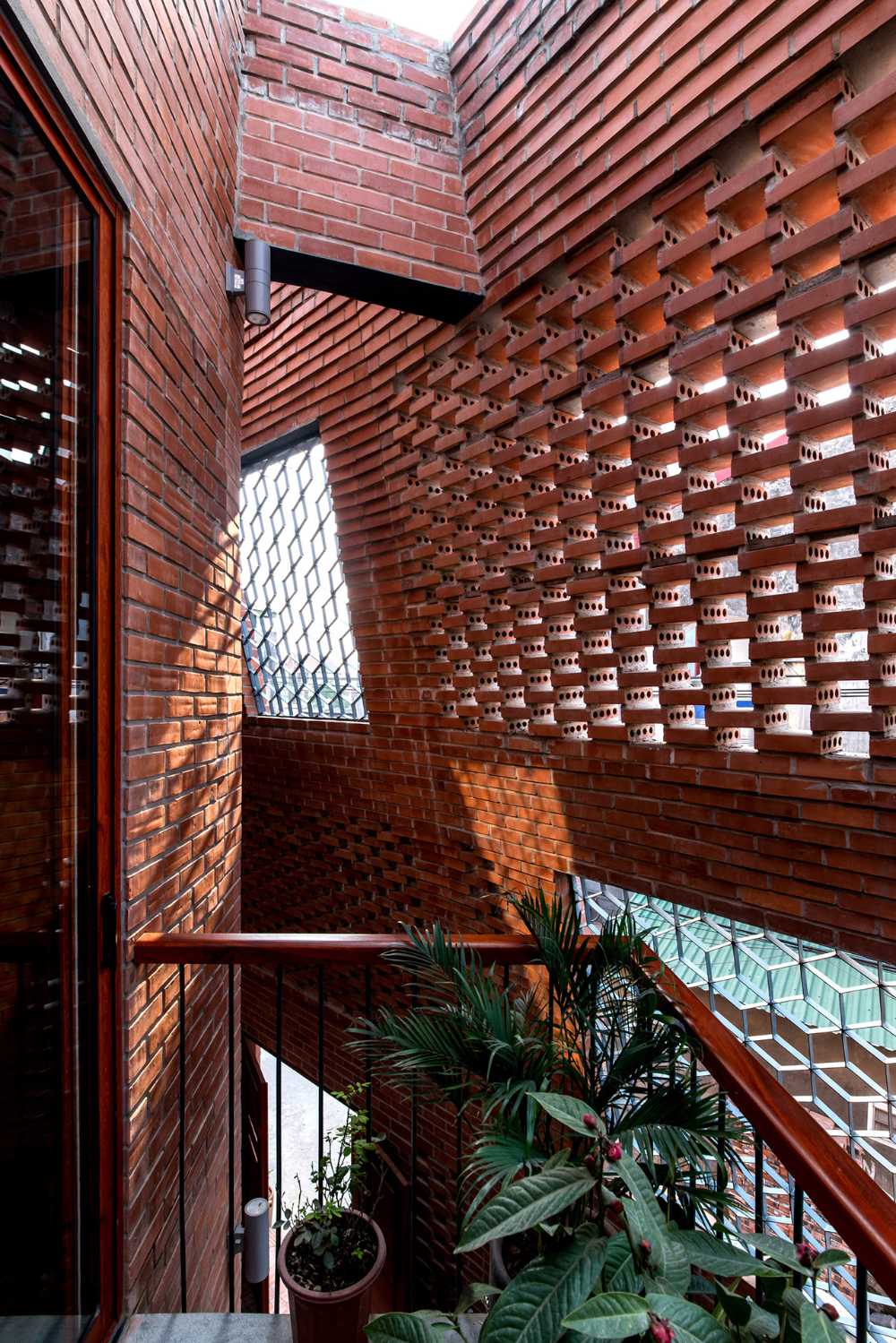 Interior of a red brick house