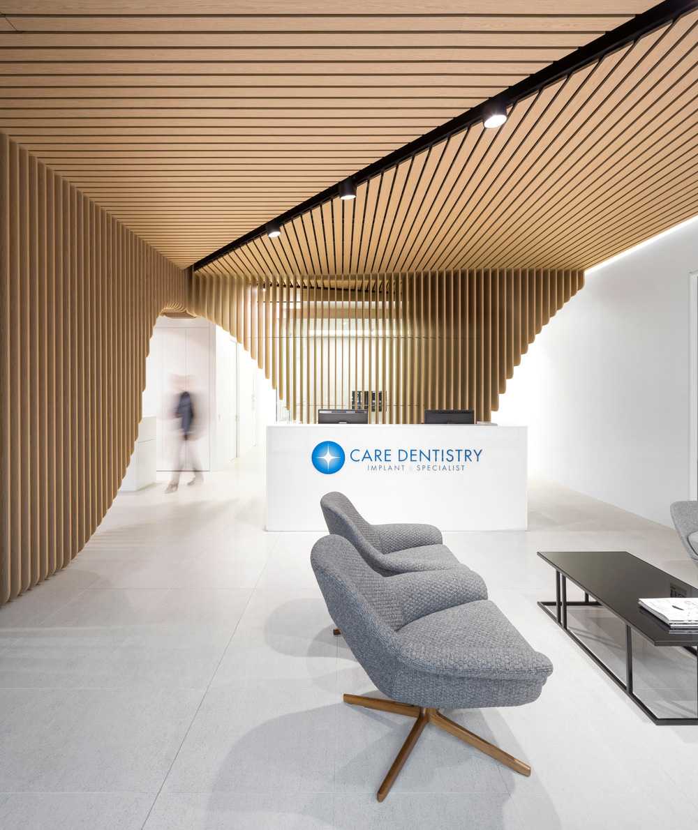 Interior wooden design for a dental clinic