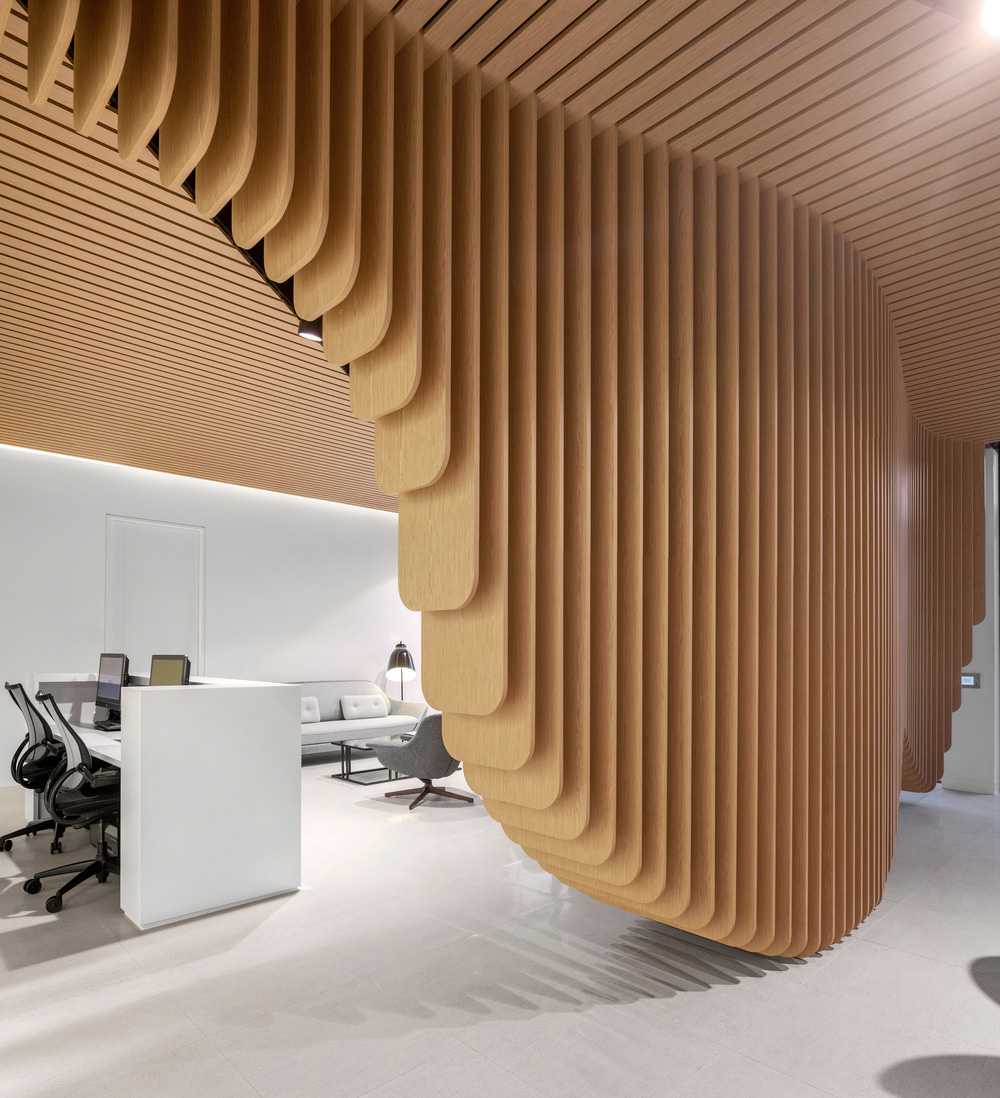 Interior wooden design for a dental clinic