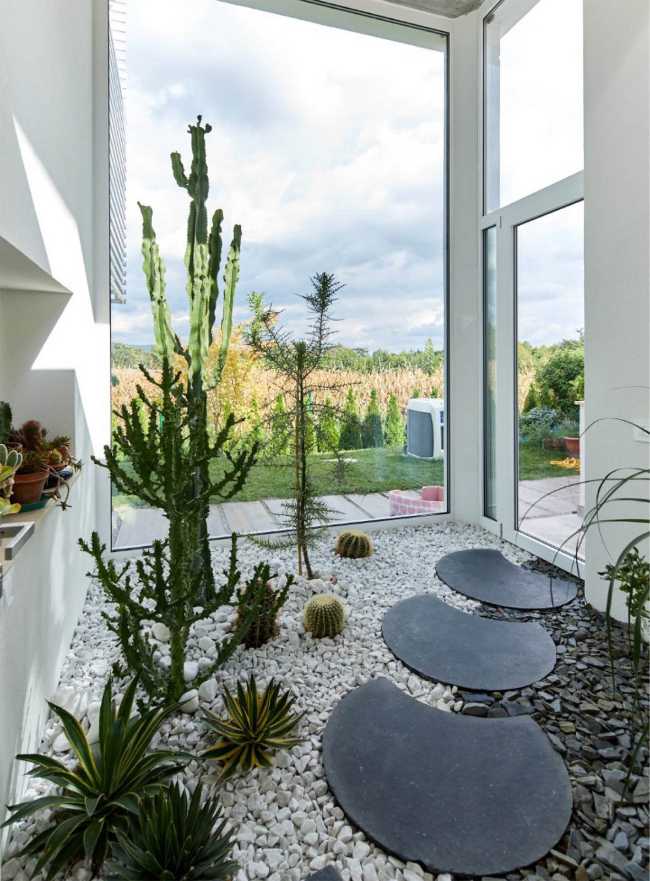 Winter garden of a stone villa