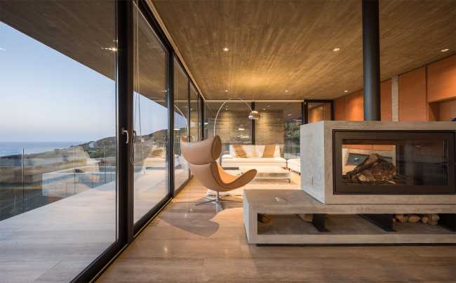 Concrete villa with glass balustrade