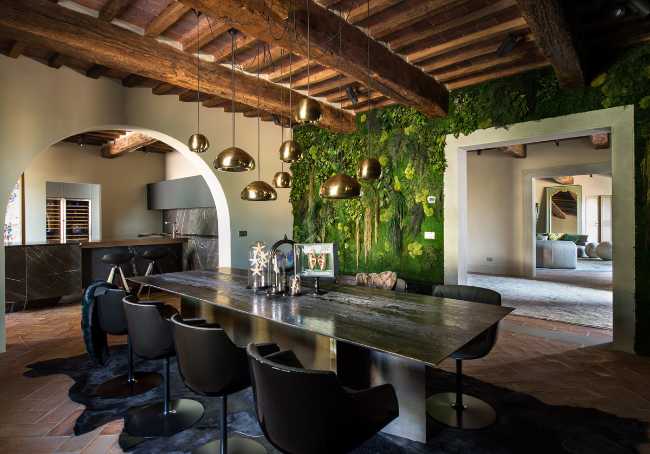 comedor techo de madera