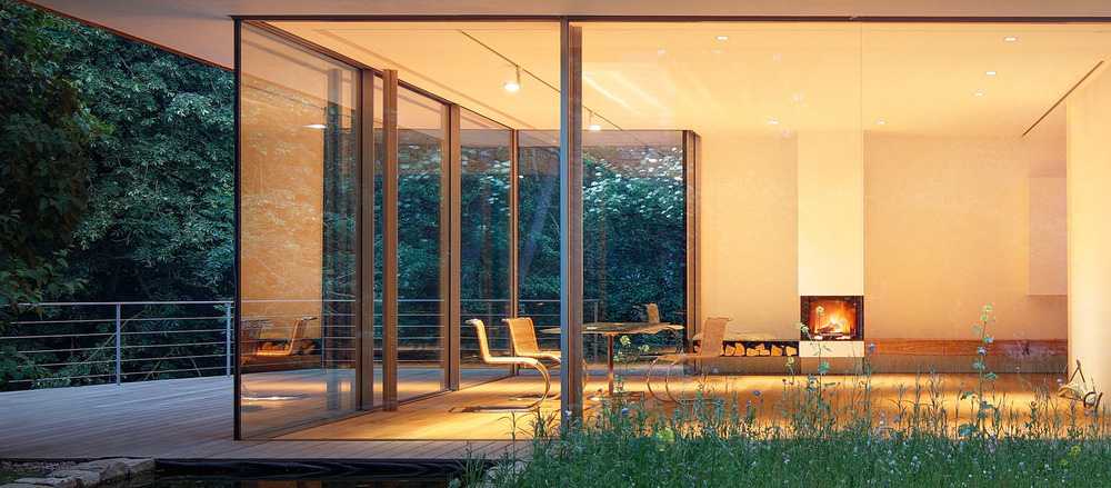 villa vetrata minimale legno