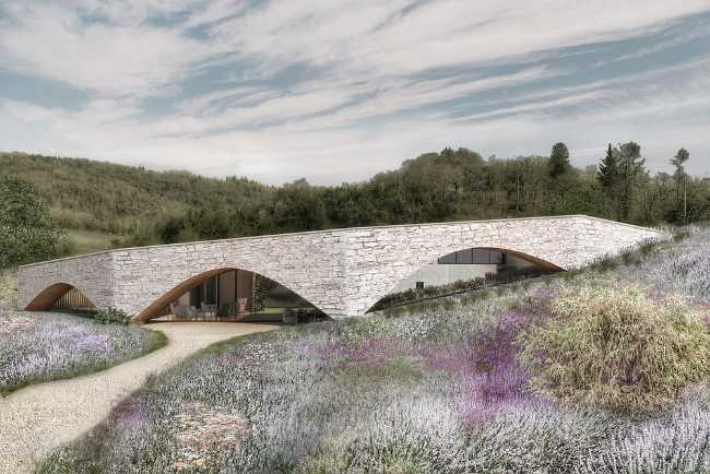 Tuscan cellars outside stone garden cladding