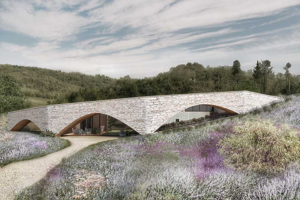 rivestimento pietra ingresso cantine toscana