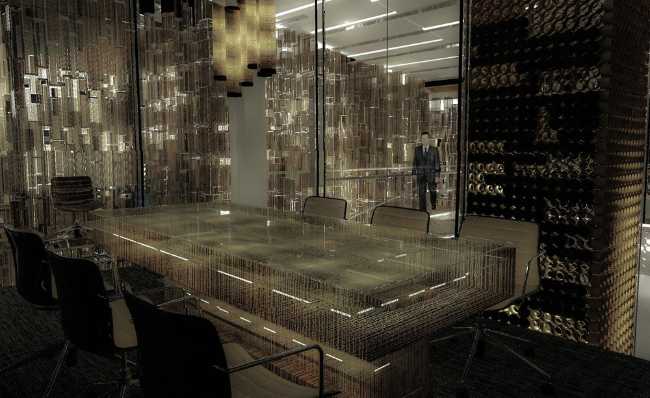 mesa de cartón con muebles internos