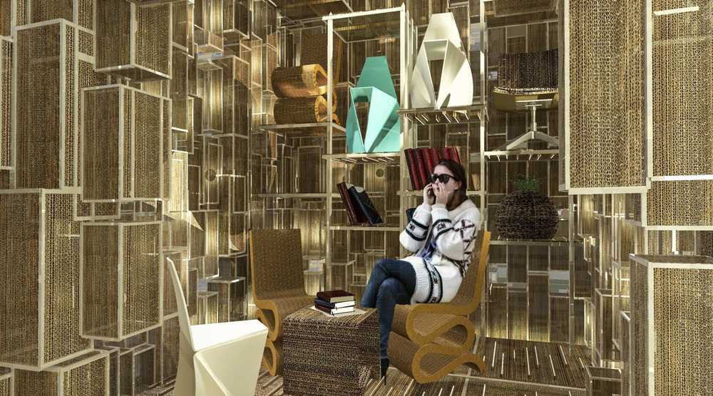 cardboard shop furnishings