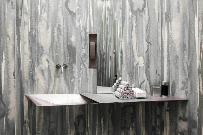 restaurant design custom slabs bathroom cladding