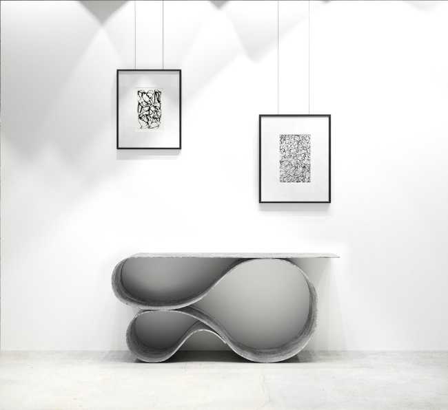 tavolo cemento design forme fluide