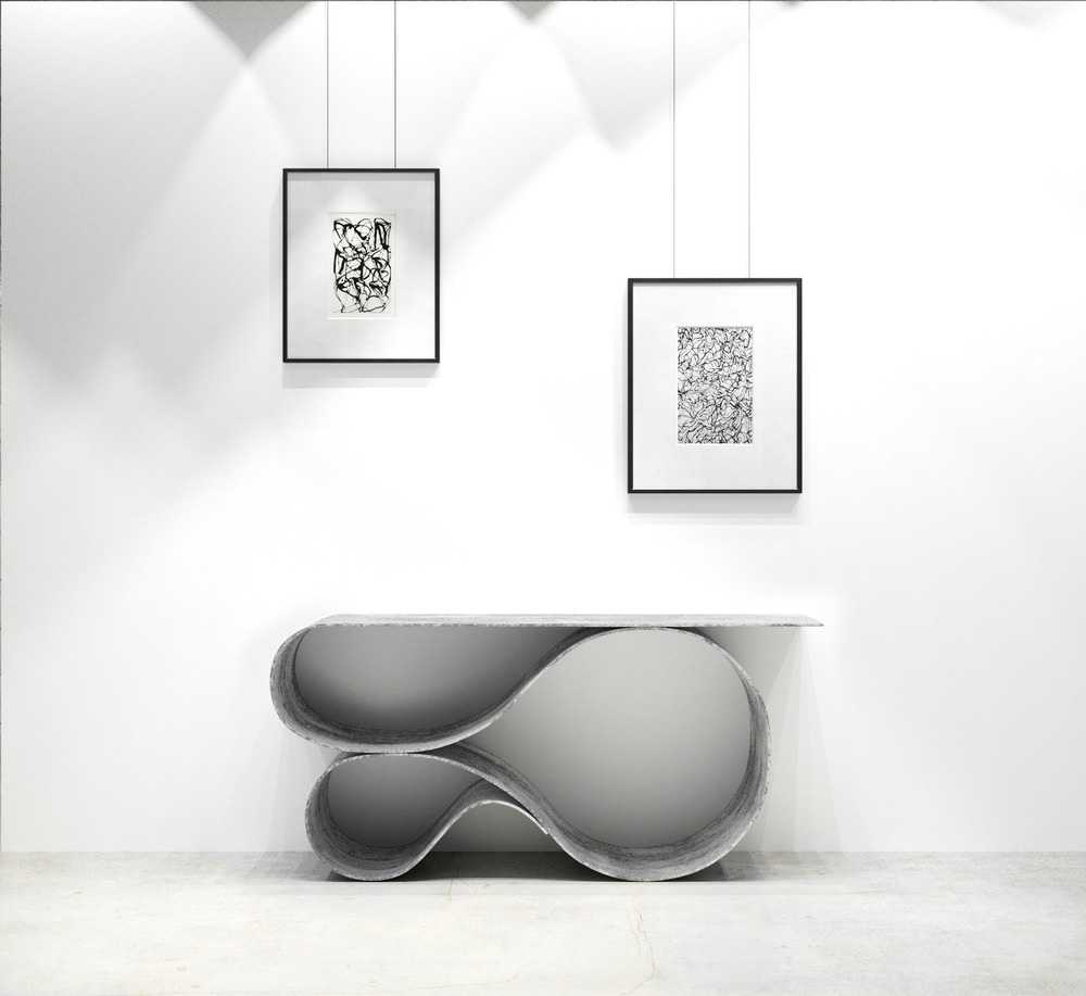 tavolo cemento forme organiche